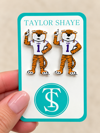 LSU Mike the Tiger Stud Earrings