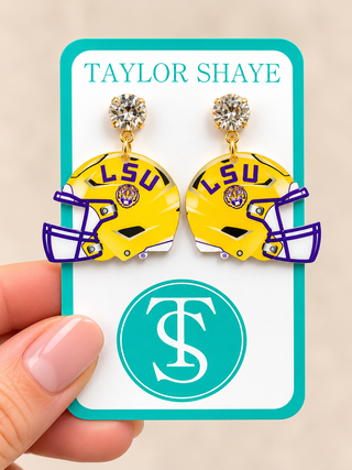 LSU Football Helmet Statement Earrings