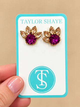 Berry Blush Crystal Stud Earrings
