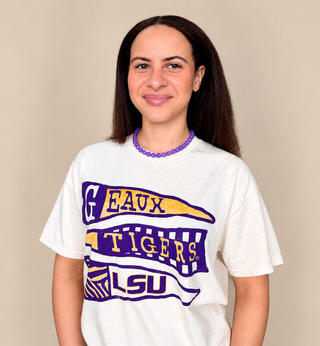Geaux LSU Tigers Pennant Off White Thrifted Tee