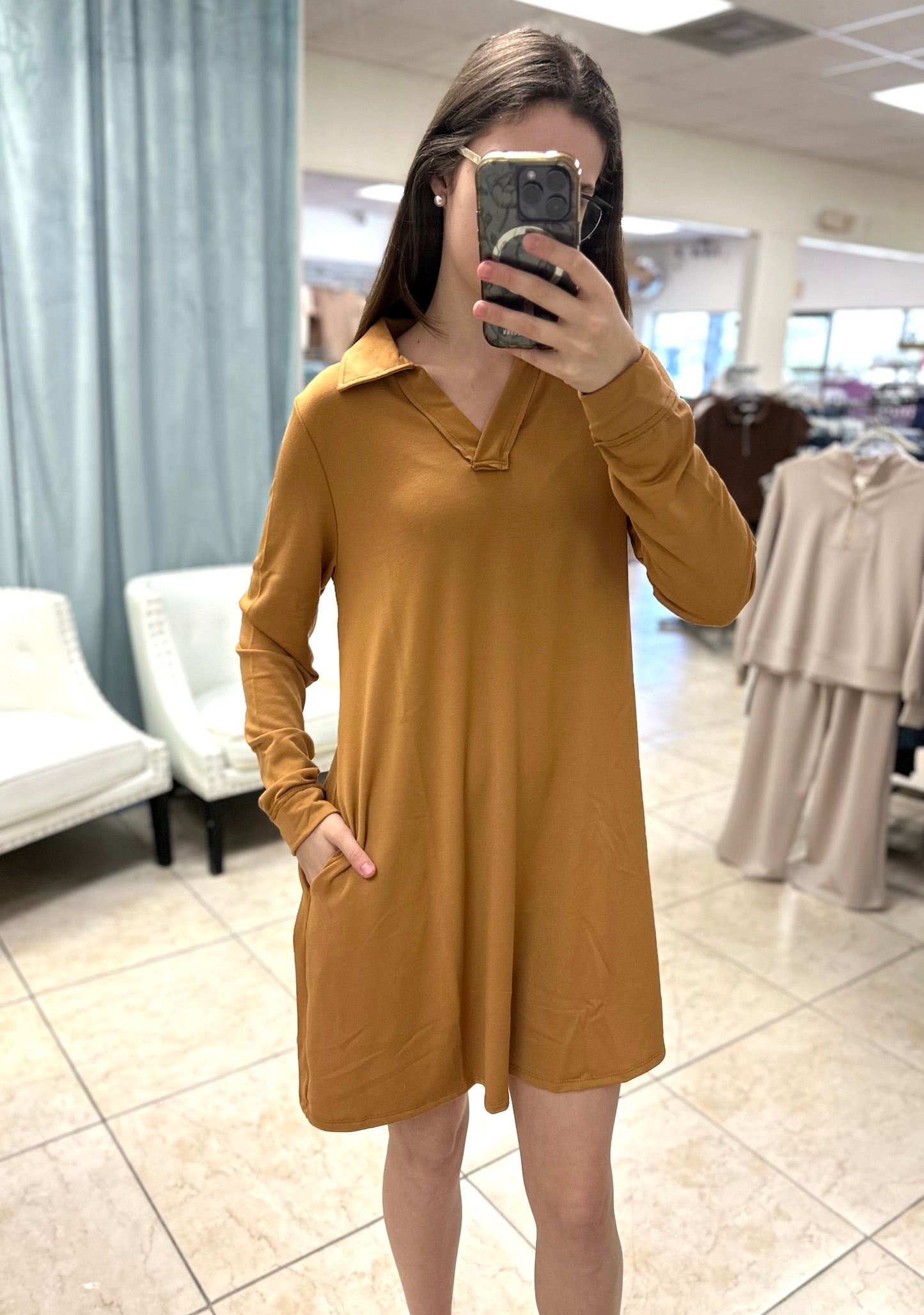 The Harper Collared Lounge Dress