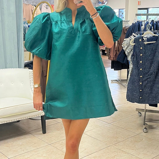 The Emerald Eve Puff Sleeve Dress