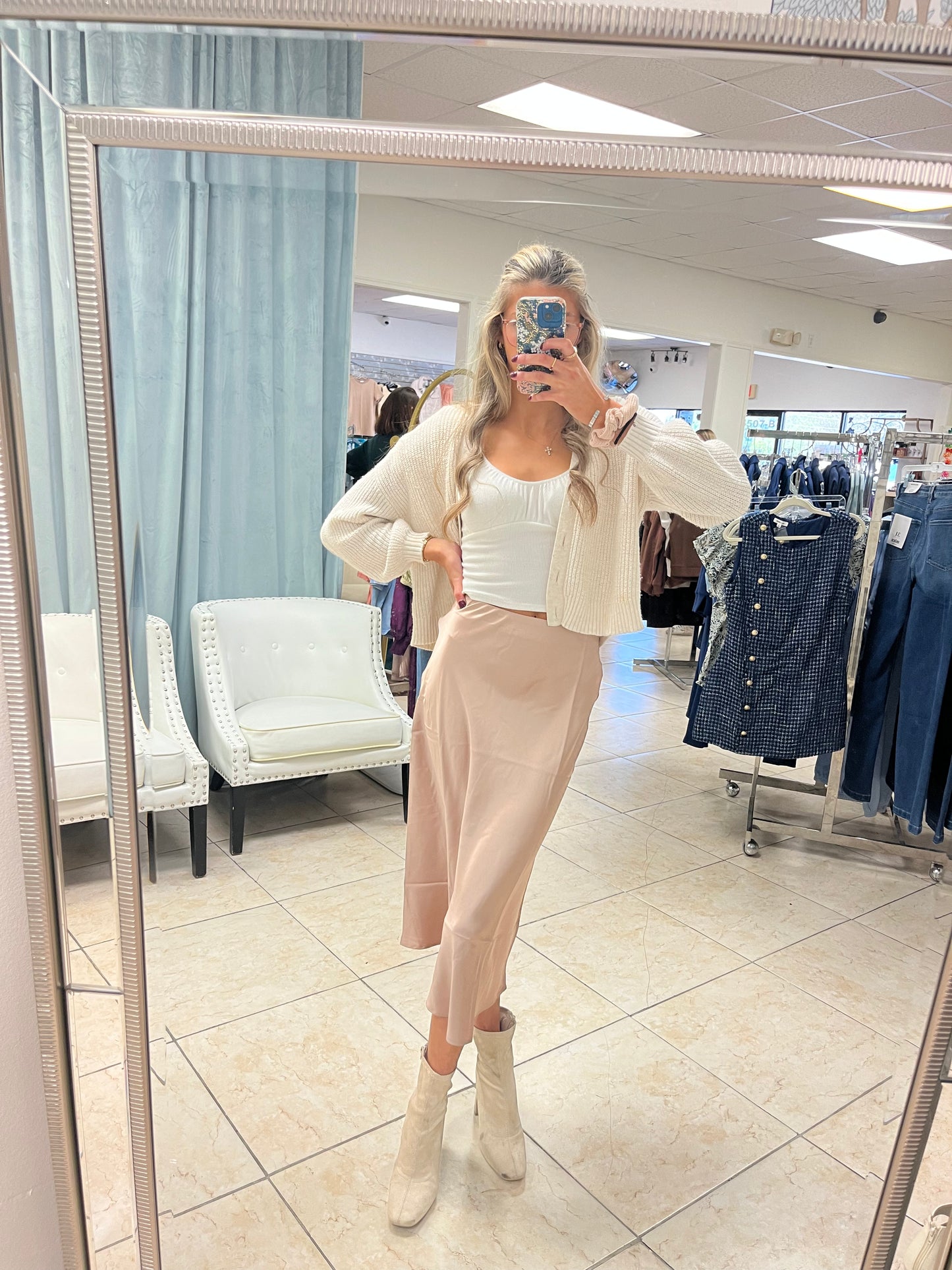 The Classic Satin Midi Skirt