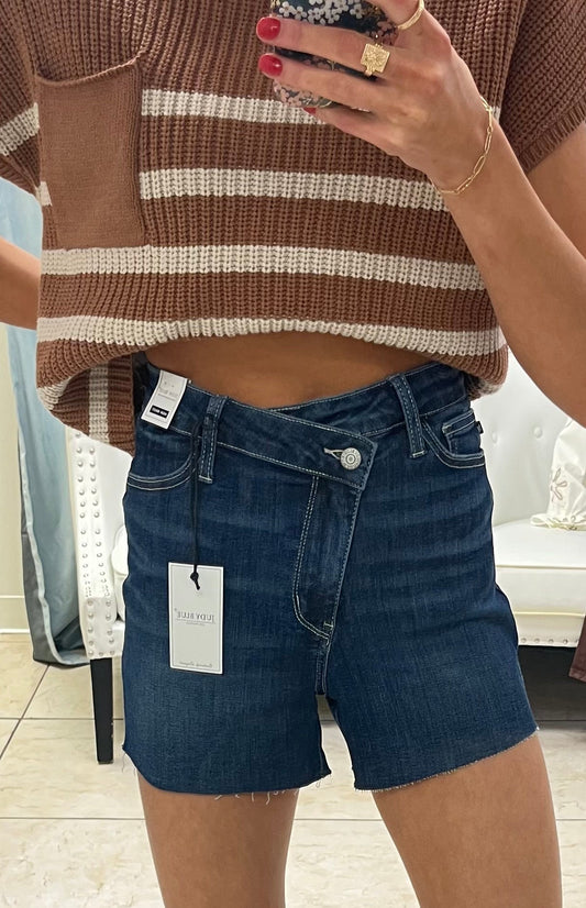 Judy Blue Asymmetrical High Waist Shorts