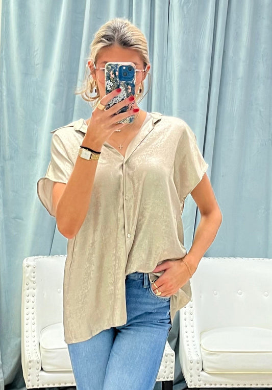 Lena Satin Button Down Top