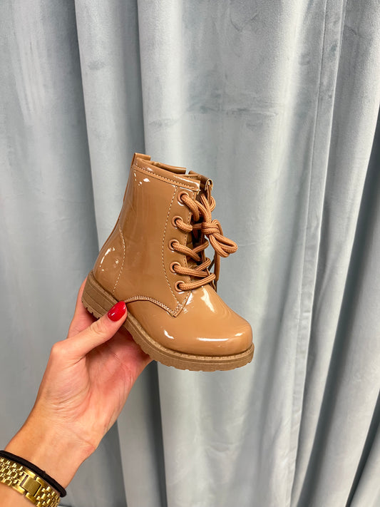 The Poppy Patent Lace-Up Bootie