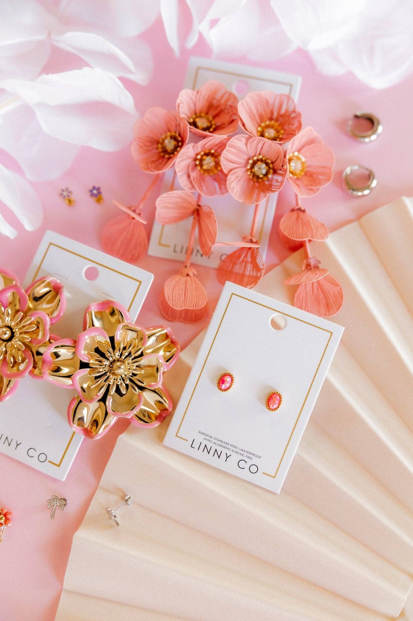 Screwback Stud Earrings - Luna Opal Hot Pink