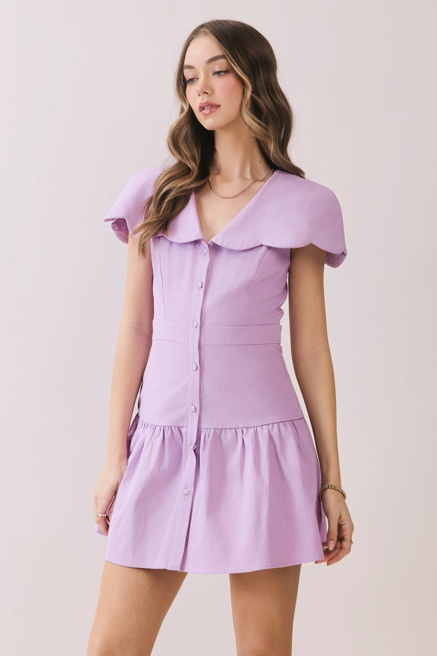Scalloped Collar Mini Dress
