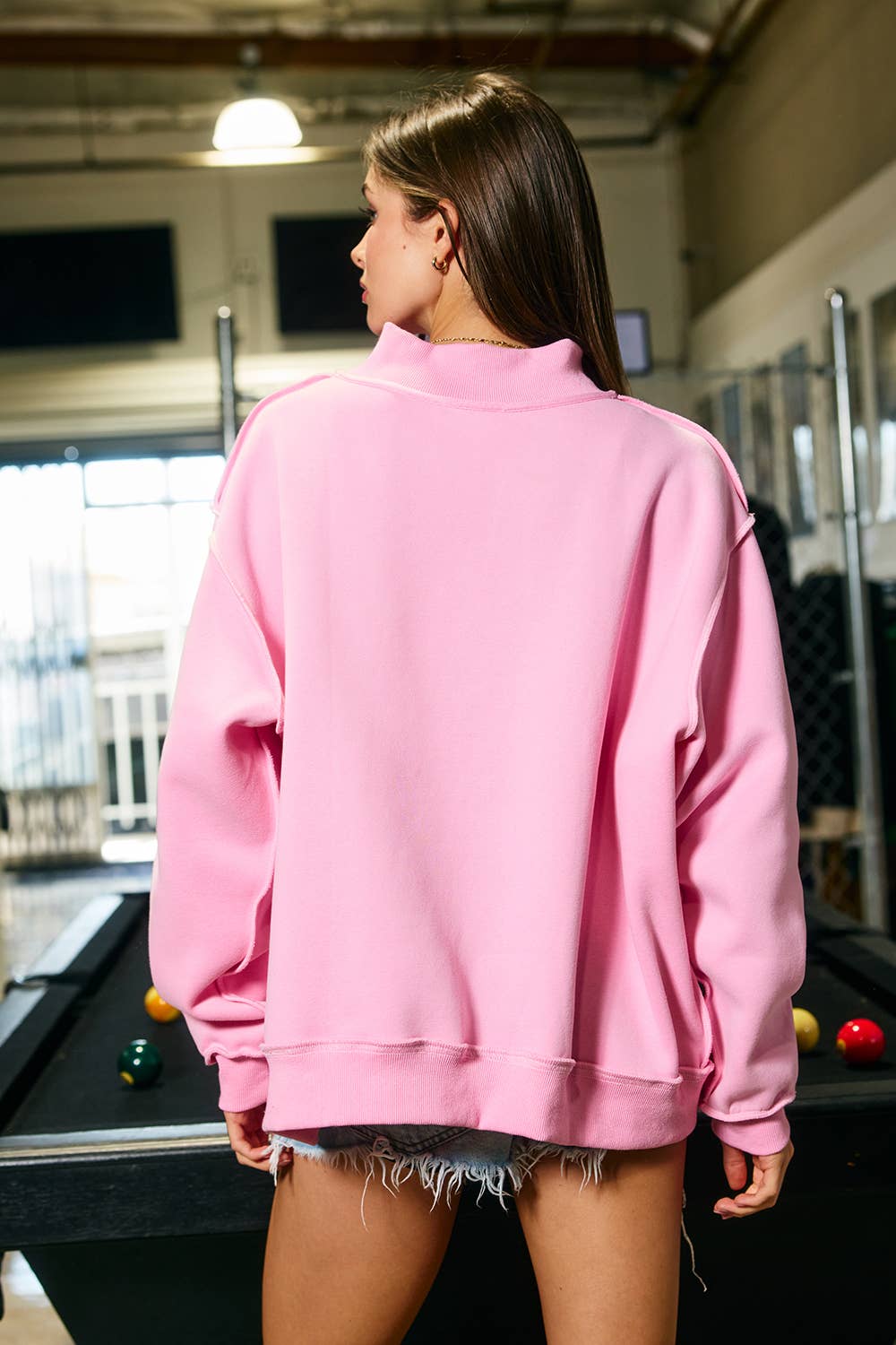 Pink Faith Mock Neck Pullover