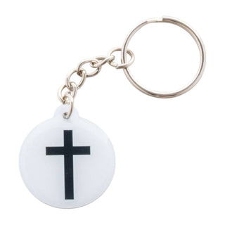 Keychain with a black cross on a white background