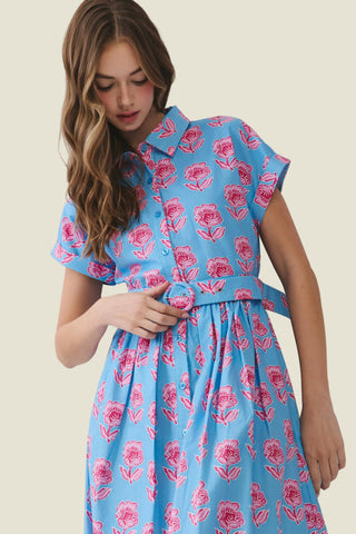 Magnolia Border Floral Midi Dress