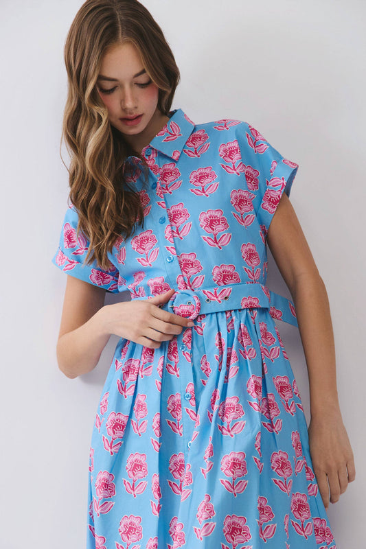 Magnolia Border Floral Midi Dress