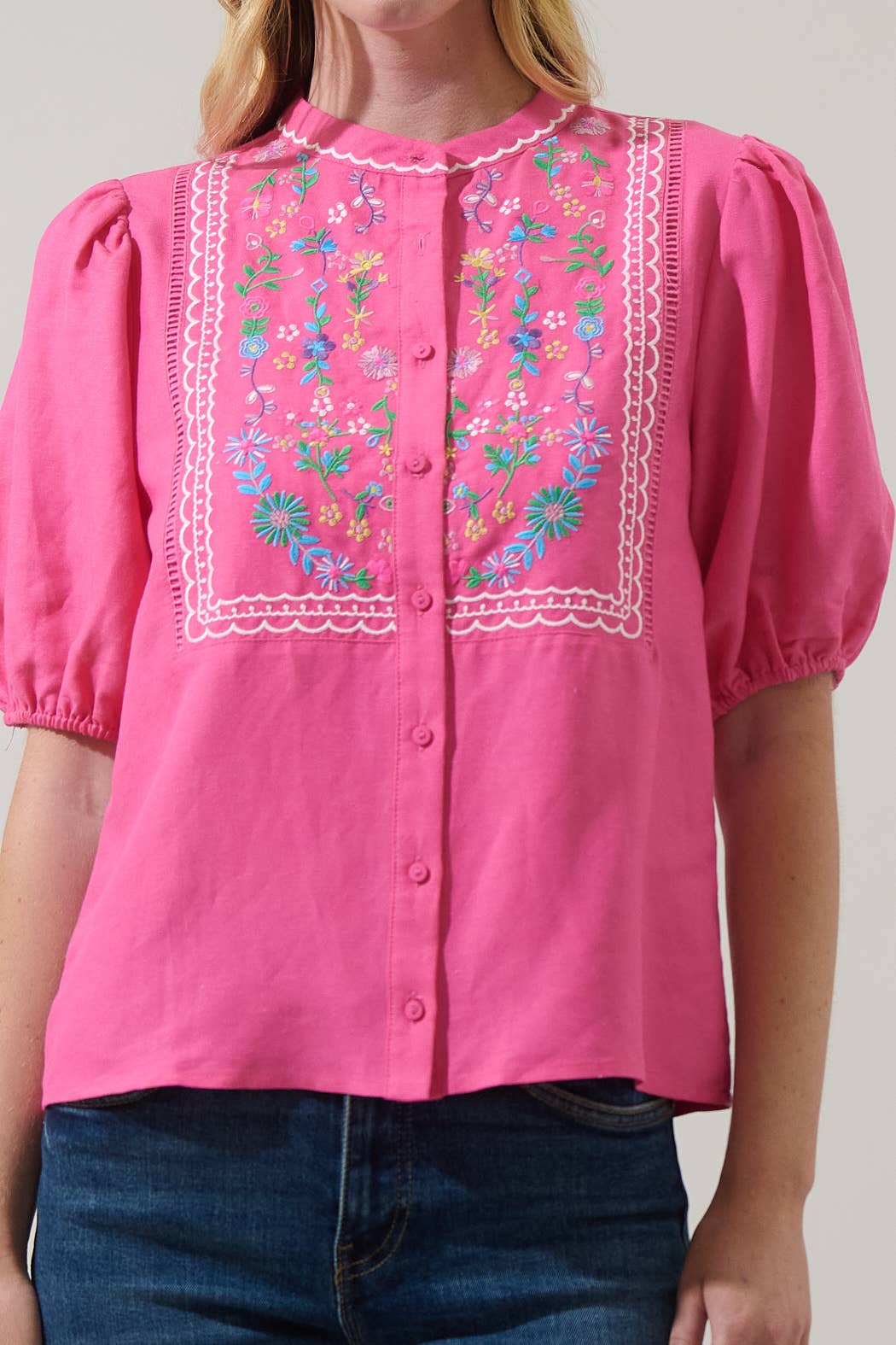 Kenedy Embroidered Puff Sleeve Top