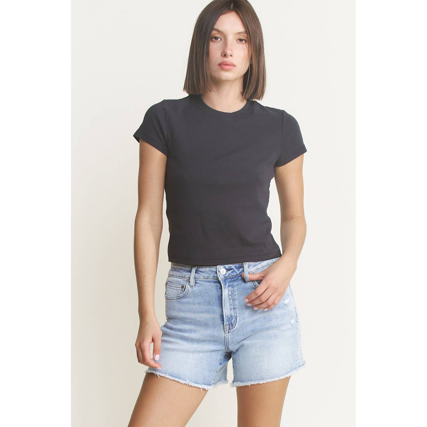 Avery Super High Rise Raw Hem Shorts