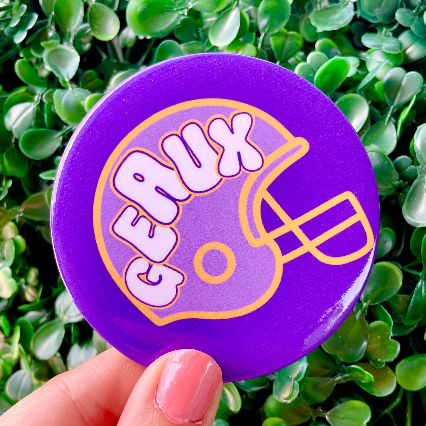 Helmet - Geaux - Purple & Yellow - Game Day Button