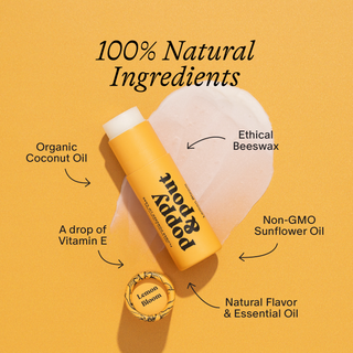Yellow product bottle with labeled ingredients on a yellow background