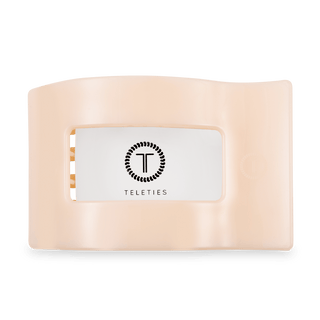 Teleties almond beige large flat rectangle hair clip, view 2