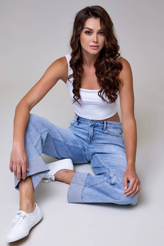 Mid Rise LOGAN Dad Jean with Raw Hem 3" Cuff