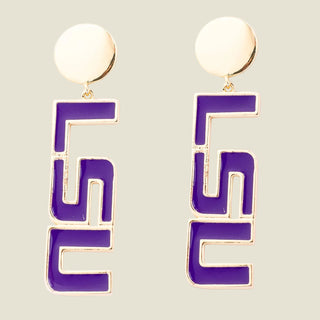 Earrings  Purple Louisiana Gold Drop