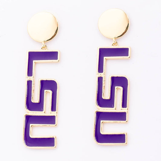 Earrings  Purple Louisiana Gold Drop