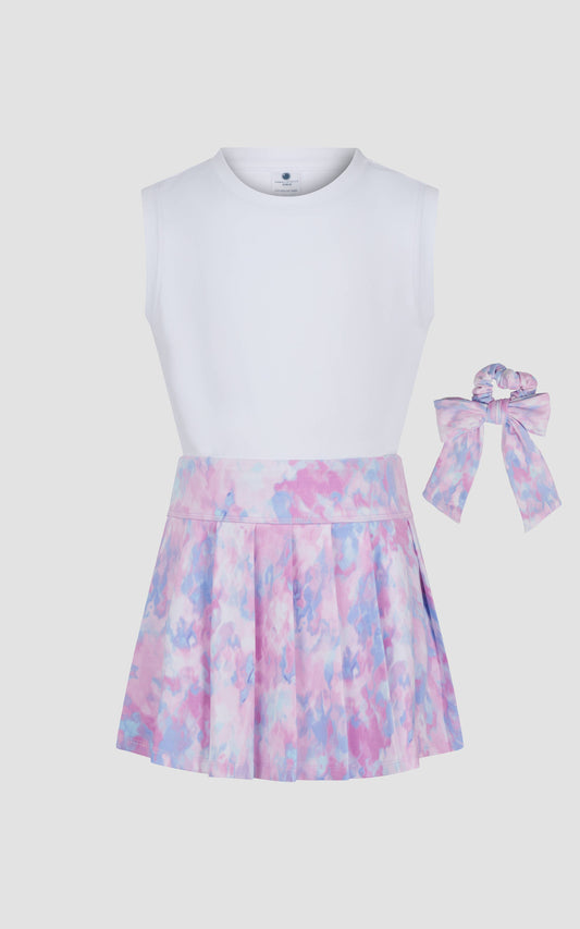 Little Girls Tank & Pleated Skort 3-Piece Set