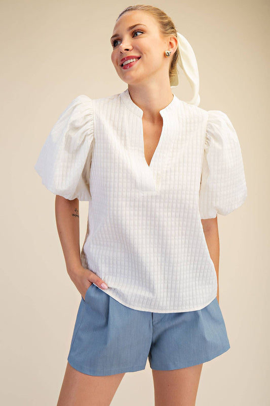 Maribel Textured Puff Sleeve Blouse