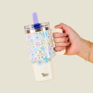 20 oz Lifestyle Flip Straw Tumbler-Secret Garden Blue