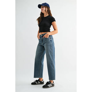 Mica Rowan High Rise Straight Ankle Jeans