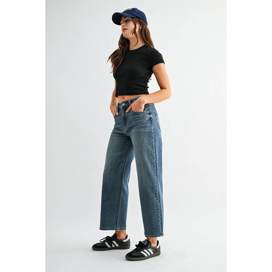 Mica Rowan High Rise Straight Ankle Jeans