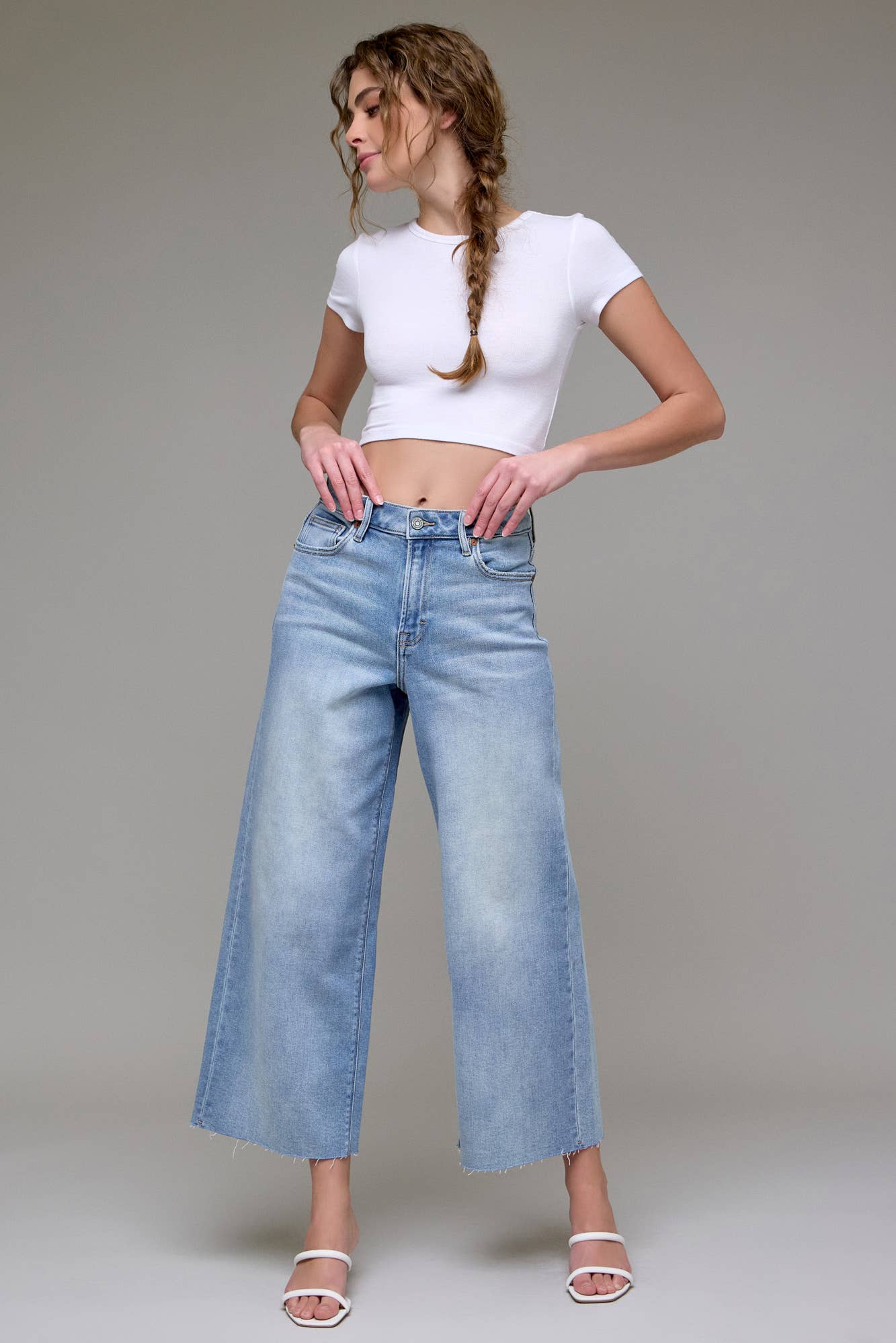 Palmer Light Wash Cropped Wide Leg Jeans