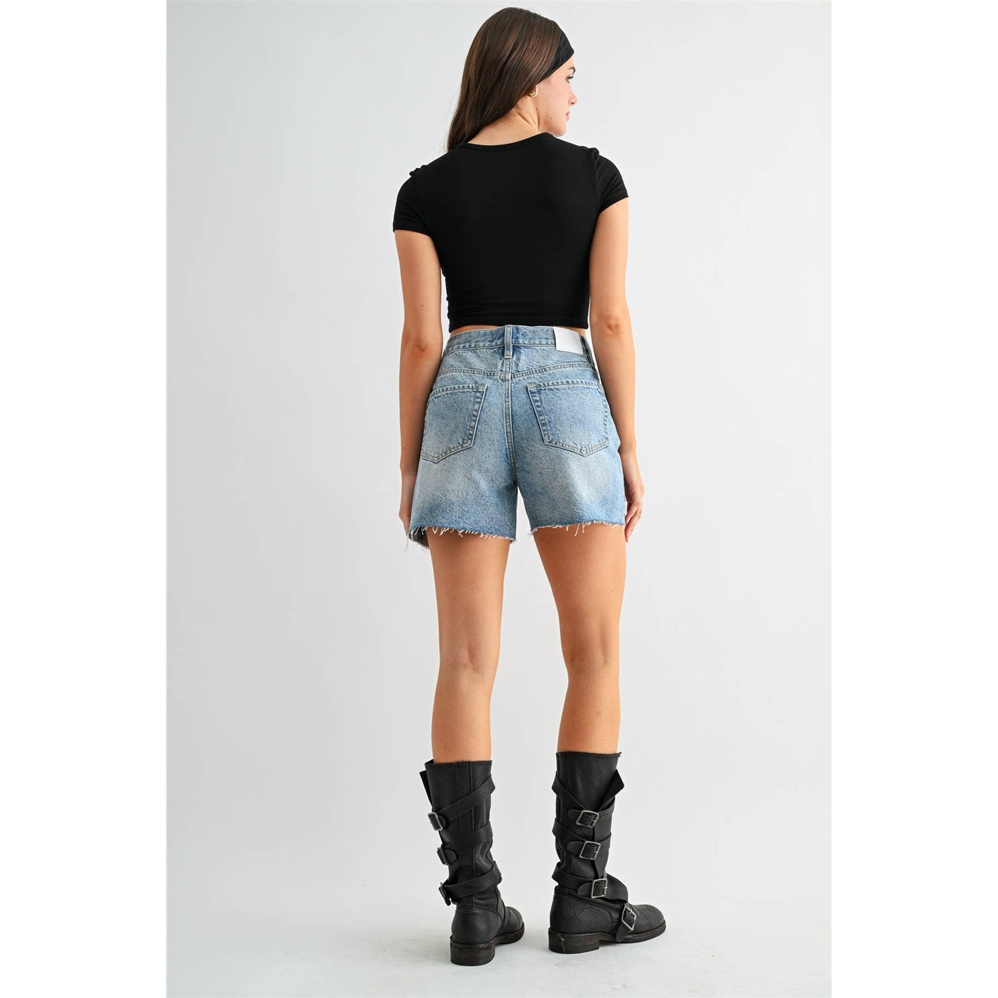 Kinsley High-Rise Raw Hem Shorts