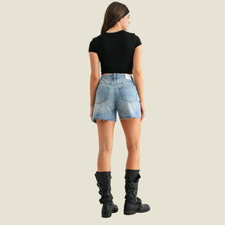 Kinsley High-Rise Raw Hem Shorts