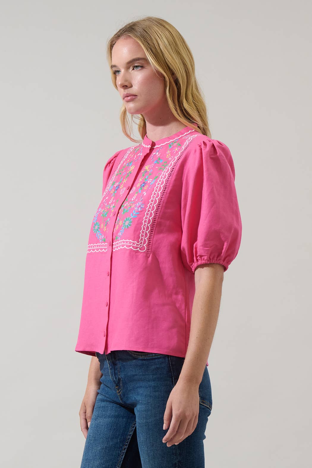 Kenedy Embroidered Puff Sleeve Top