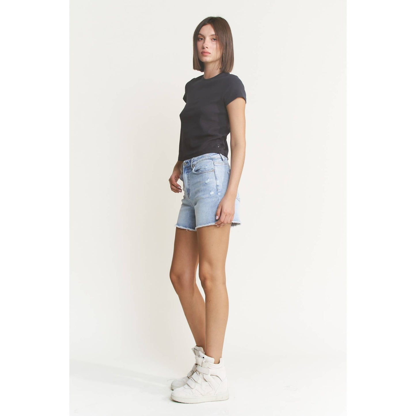 Avery Super High Rise Raw Hem Shorts