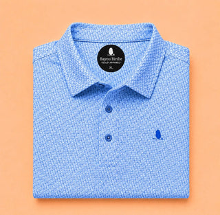 Bayou Birdie Louisiana Blue Polo Shirt - Blue Blossom Boutique