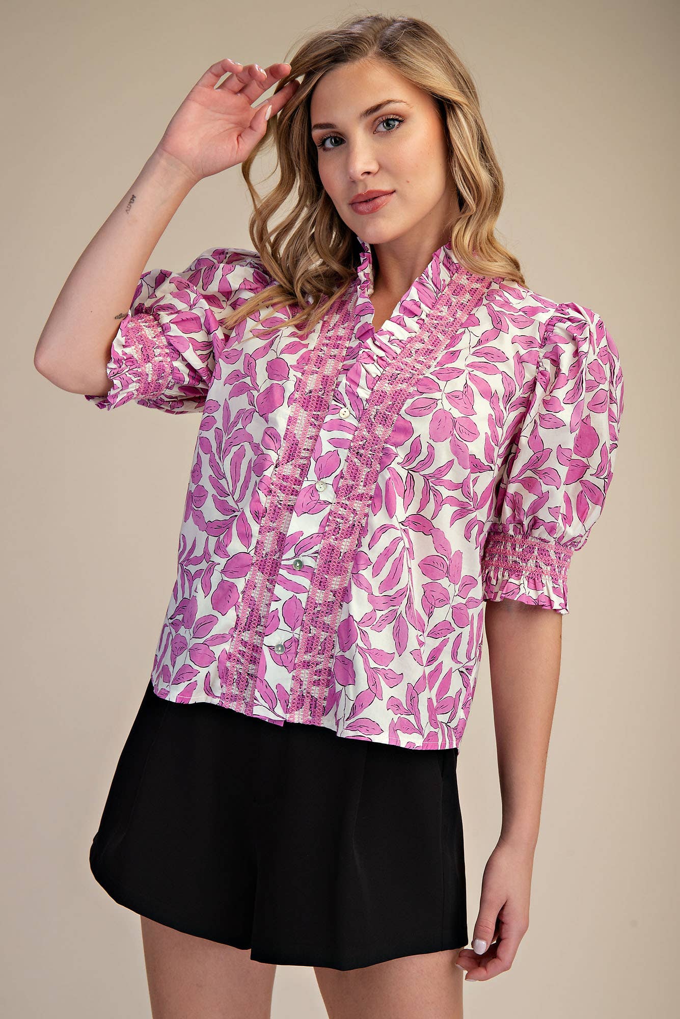 Delilah Smocked Ruffle Blouse