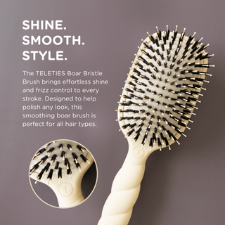 Teleties tan full size boar bristle hair brush, view 4