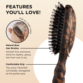 Teleties tortoise full size boar bristle hair brush, view 3