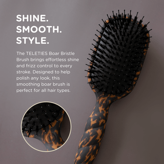 Teleties tortoise full size boar bristle hair brush, view 4