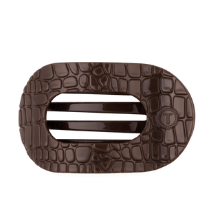 Brown Crocodile | Large| Flat Round Hair Clip - Blue Blossom Boutique