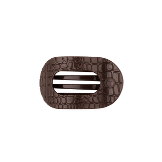 Brown Crocodile | Small | Flat Round Hair Clip - Blue Blossom Boutique