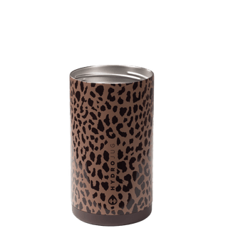 Leopard print Hydro Flask tumbler on a white background
