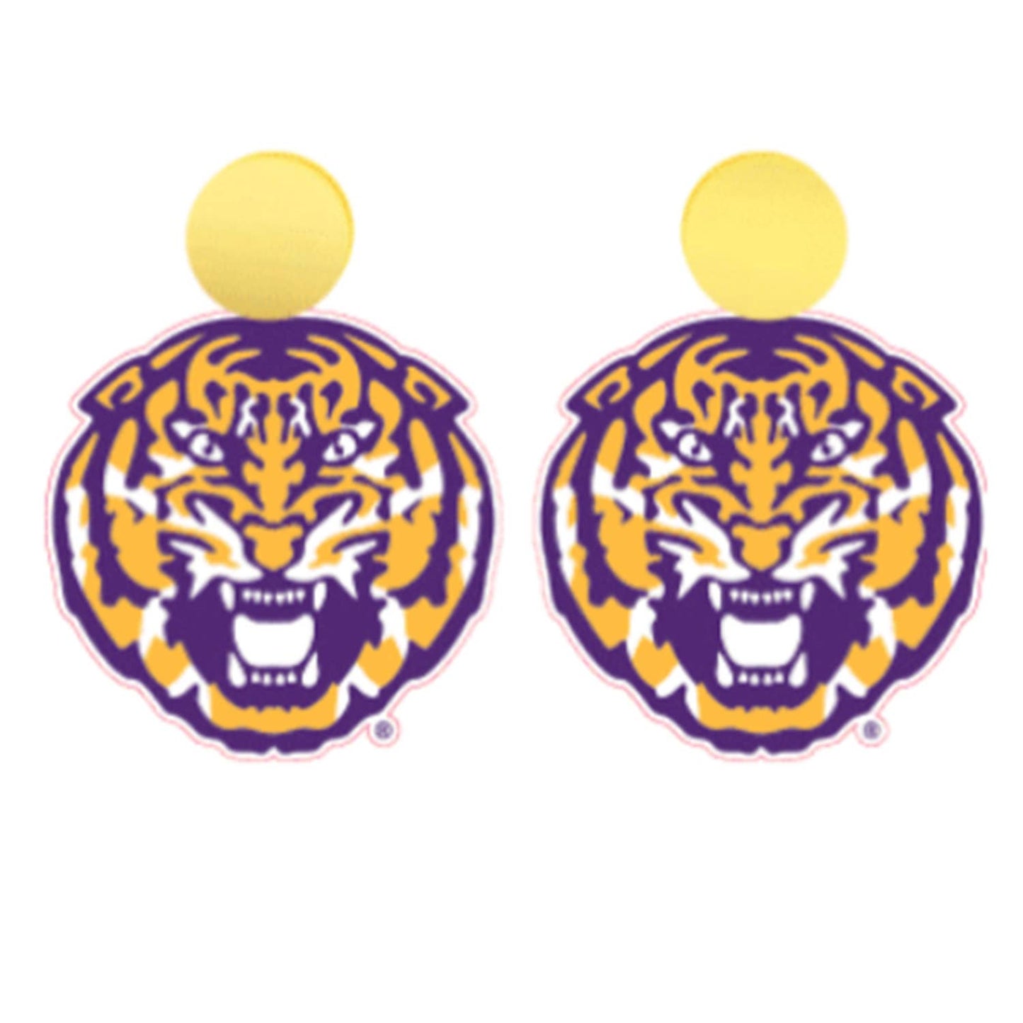 LSU Purple/Gold Tiger Earrings