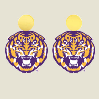 LSU Purple/Gold Tiger Earrings
