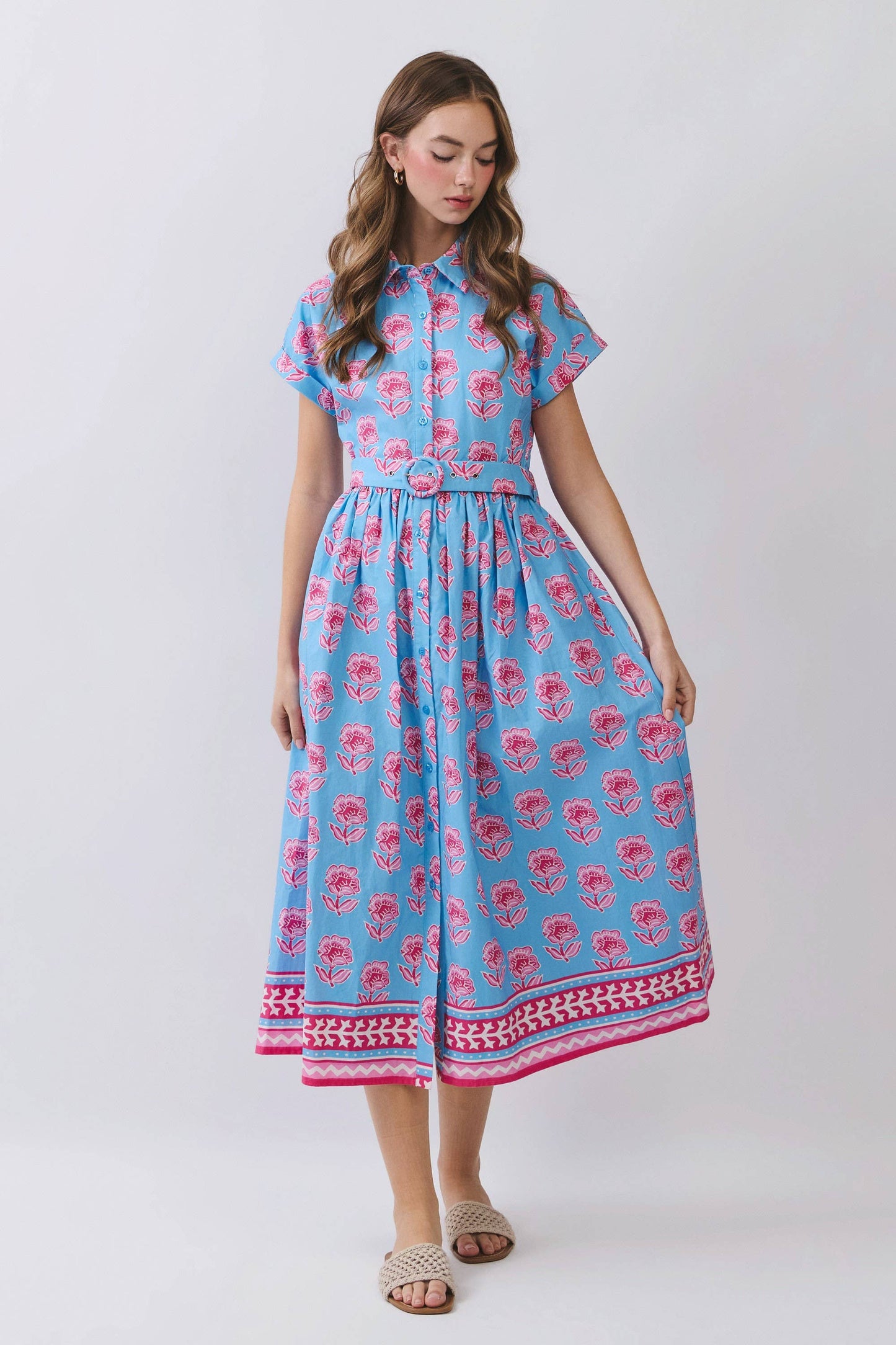 Magnolia Border Floral Midi Dress