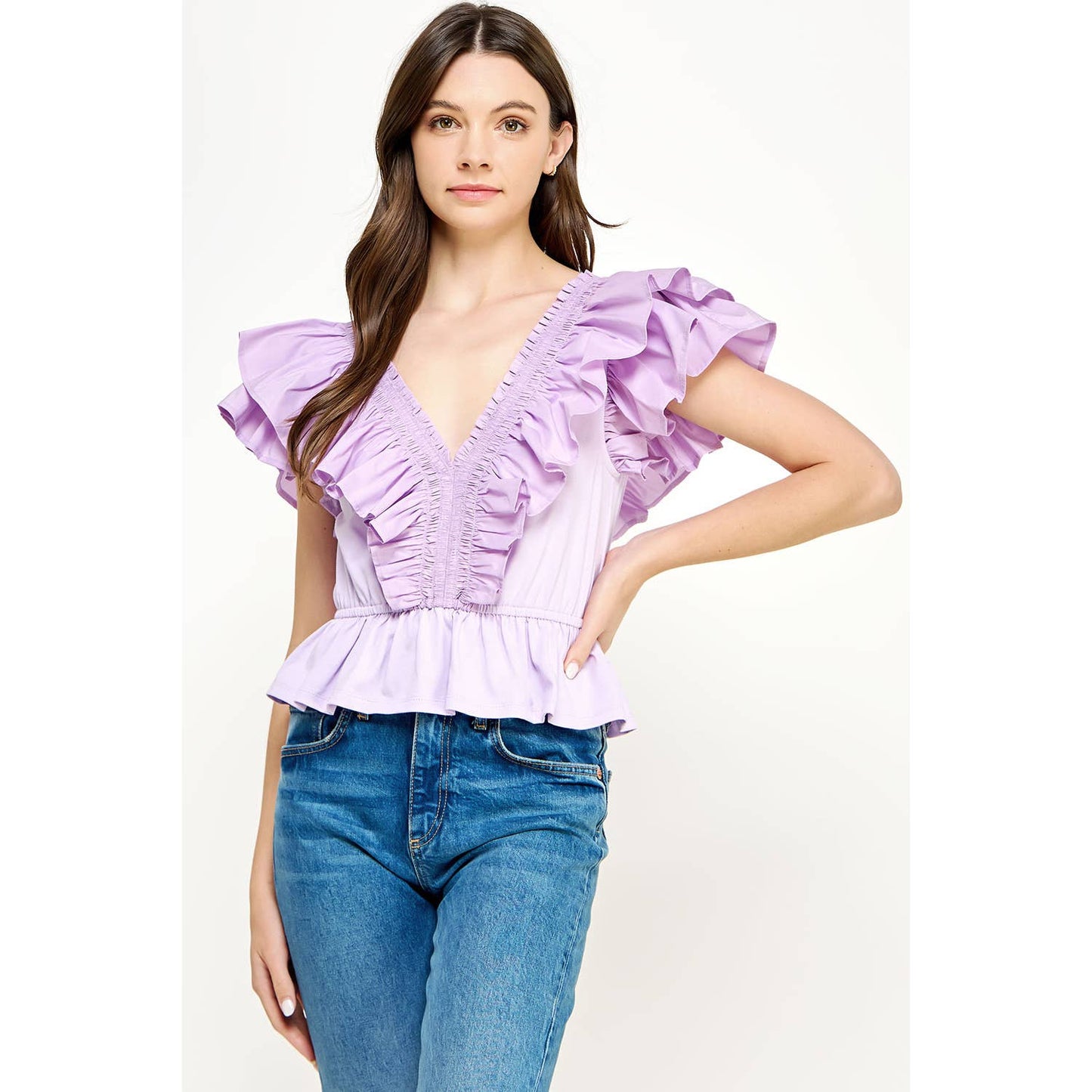 Sassy Poplin Detail Knit Top