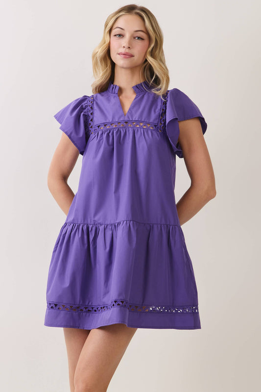 Amelia Lace Trim Mini Dress