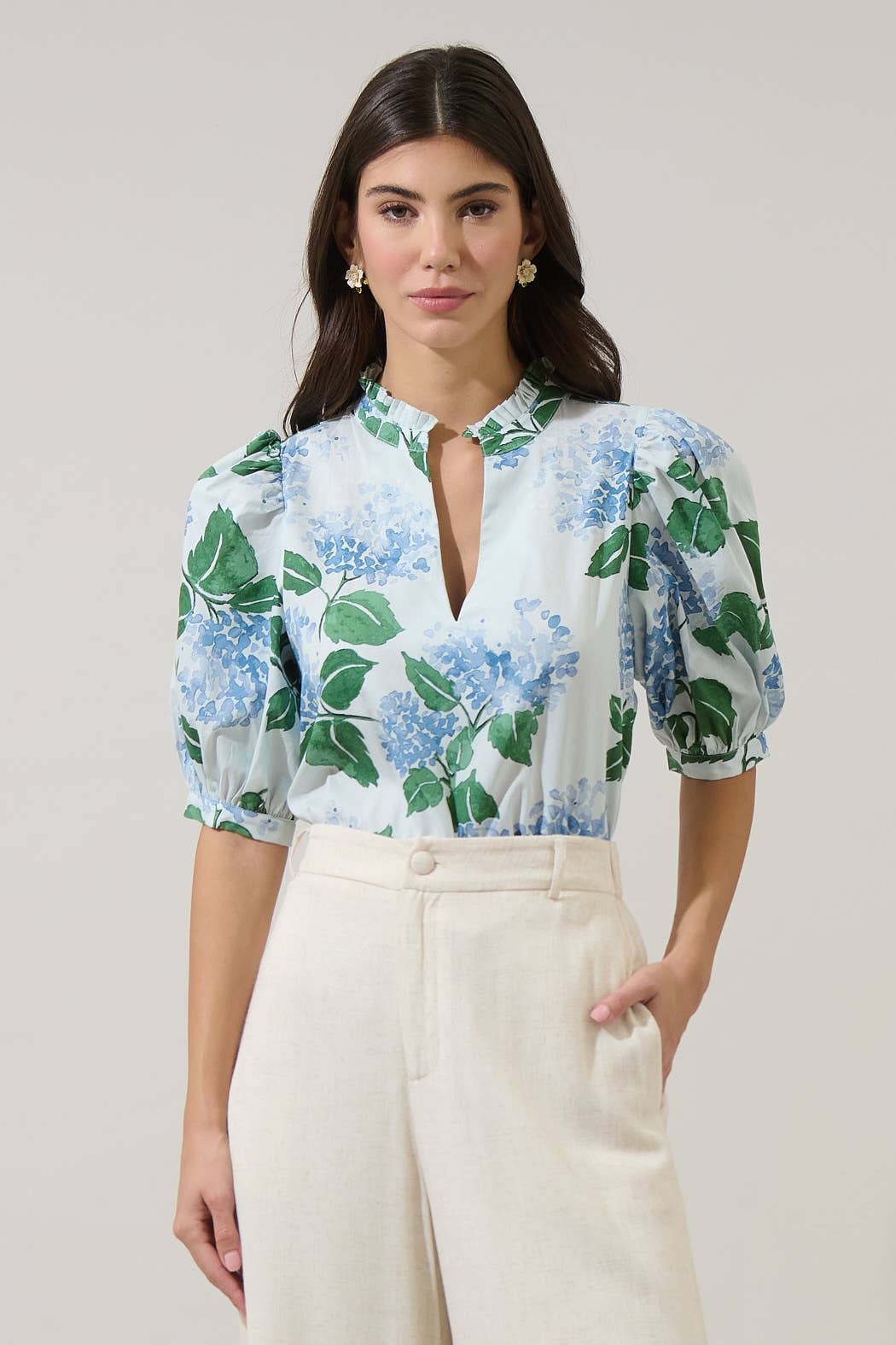 Mirla Floral Terri Puff Sleeve Top
