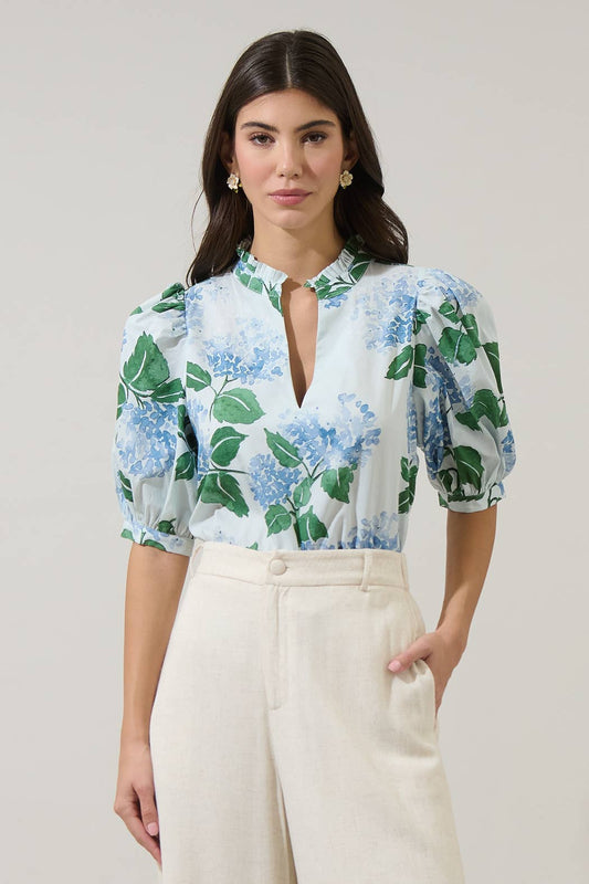 Mirla Floral Terri Puff Sleeve Top