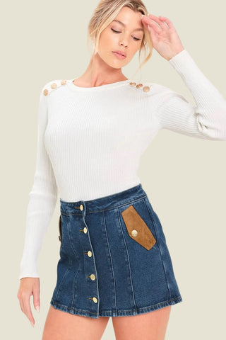 The Uptown Denim Skort